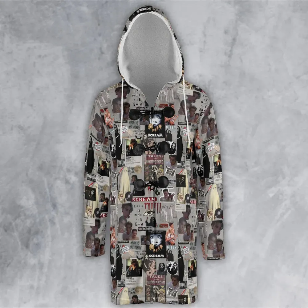 Crime Scene Scream Aesthetic Pattern Hooded Cloak Coat - 2