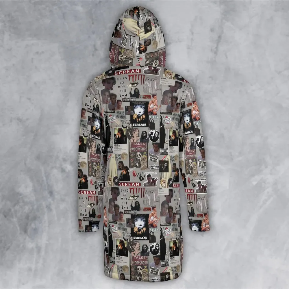 Crime Scene Scream Aesthetic Pattern Hooded Cloak Coat - 3