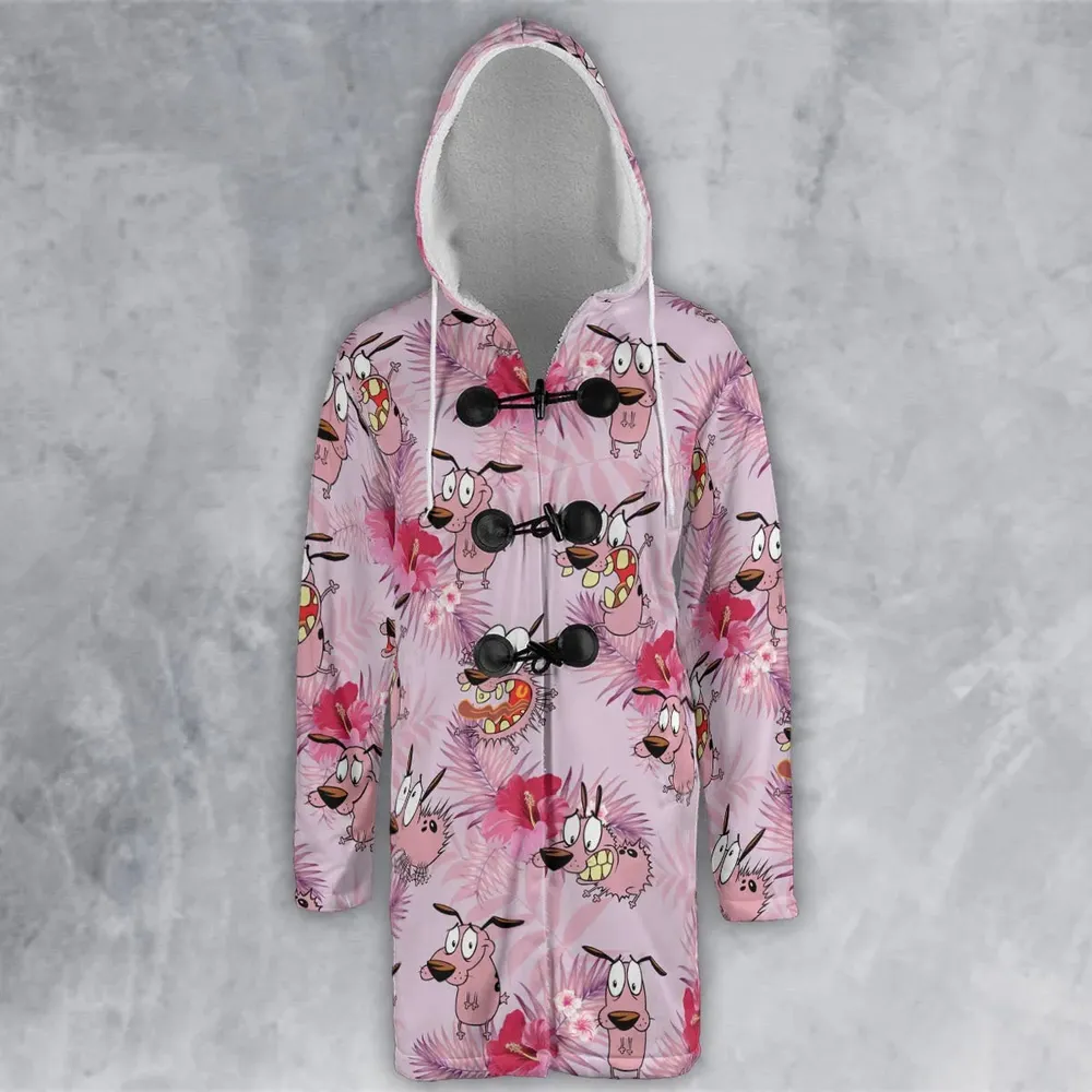 Courage the Cowardly Dog Floral Tropical Hooded Cloak Coat - 2