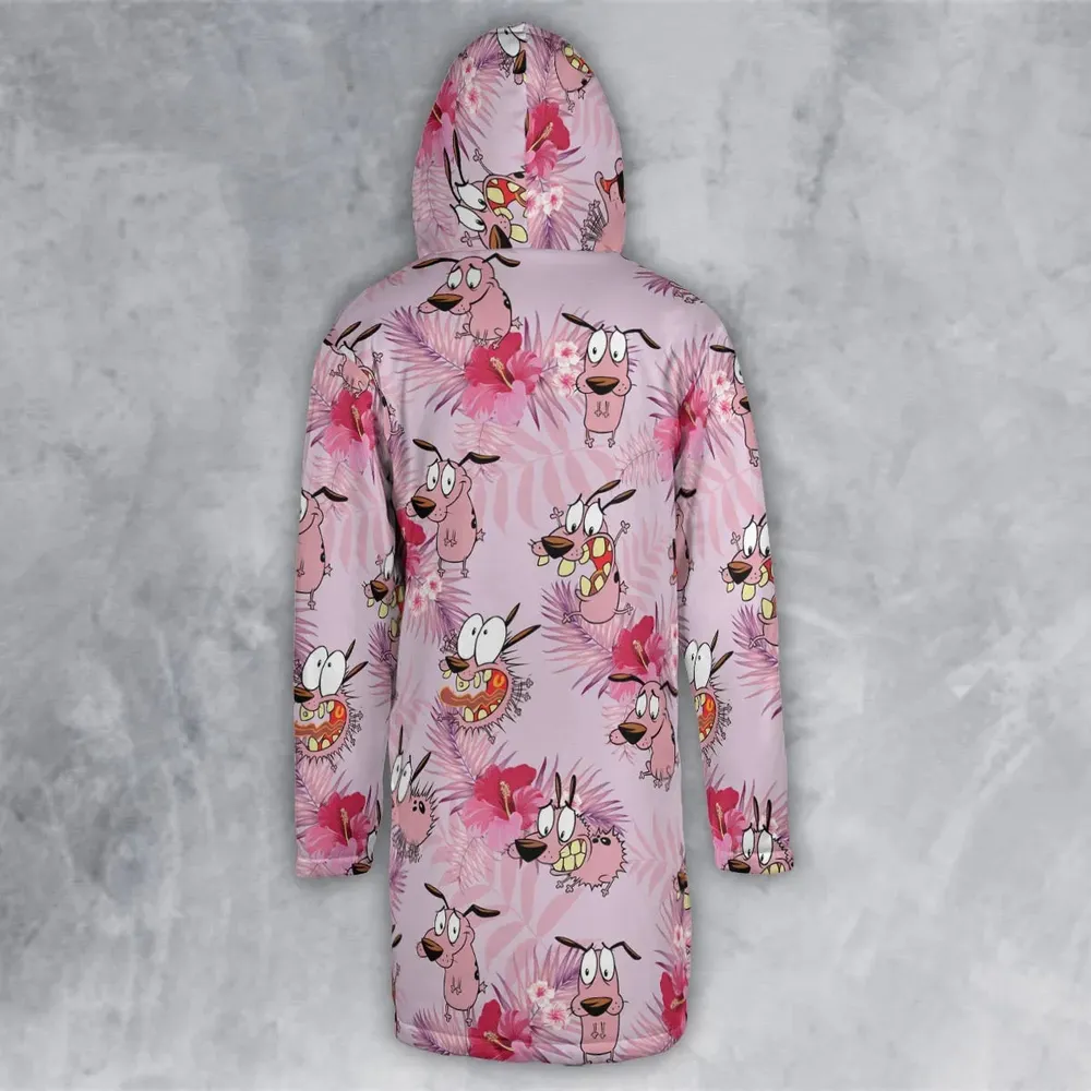Courage the Cowardly Dog Floral Tropical Hooded Cloak Coat - 3