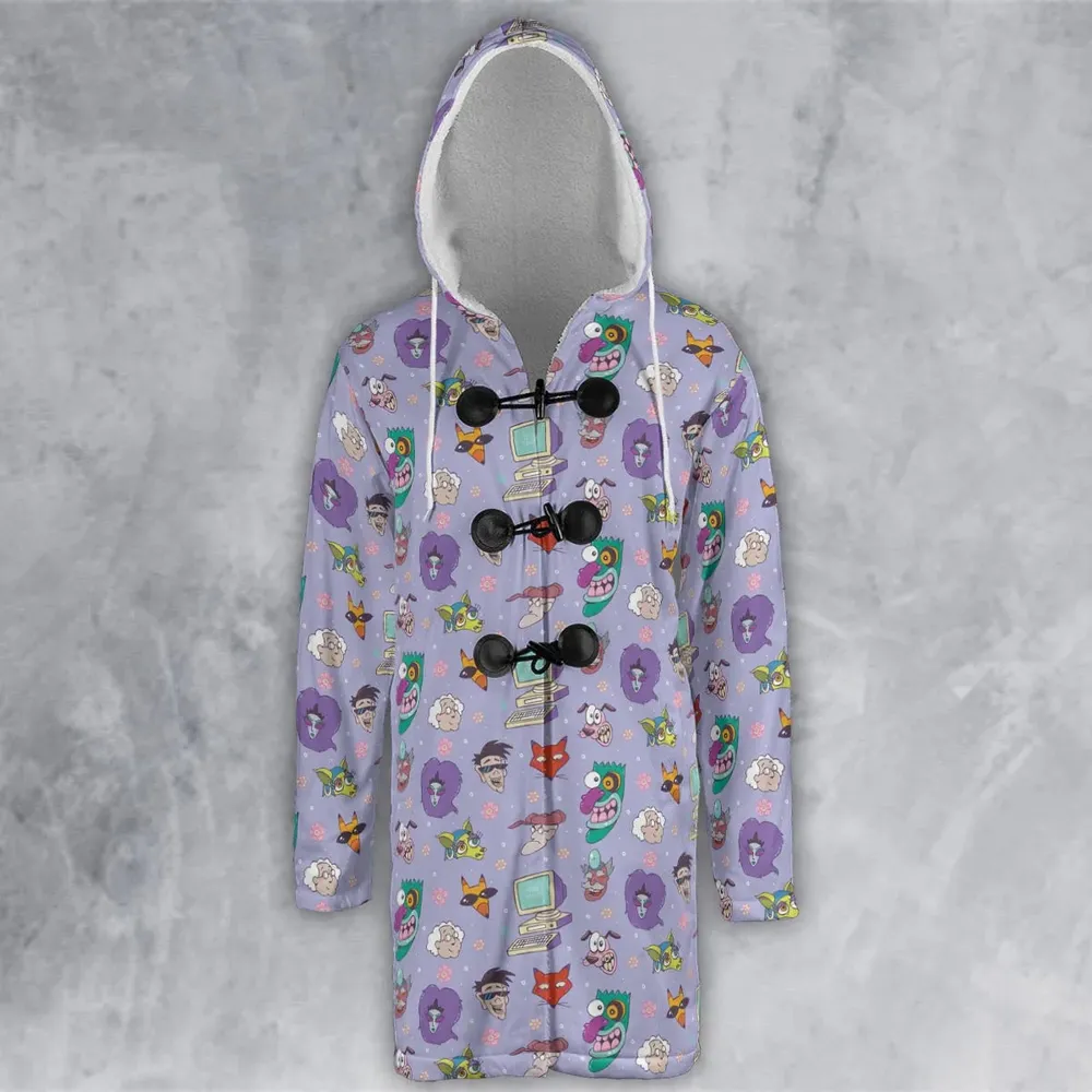 Courage the Cowardly Dog Characters Pattern Hooded Cloak Coat - 2