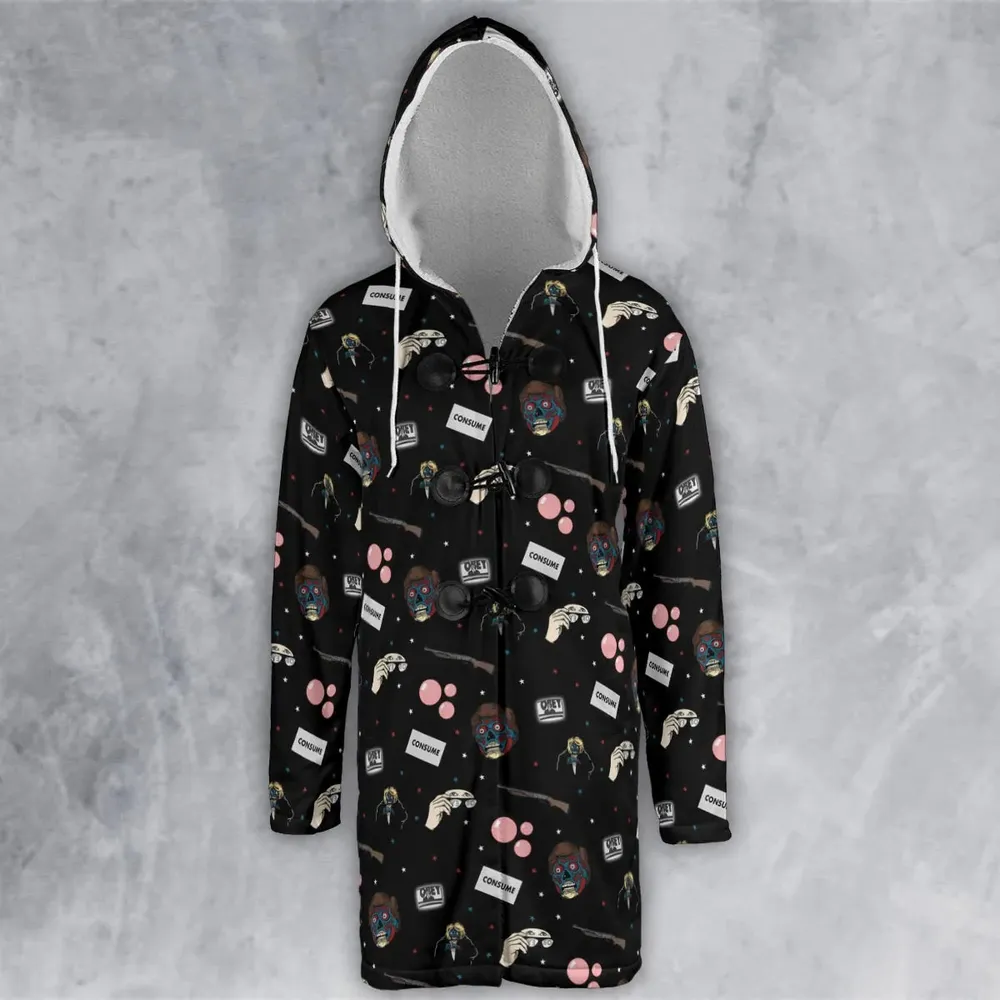 Consume They Live Patterns Hooded Cloak Coat - 2