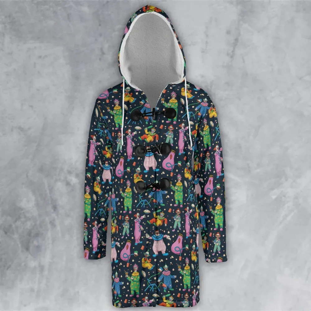 Clowns Popcorn Killer Klowns from Outer Space Pattern Hooded Cloak Coat - 2