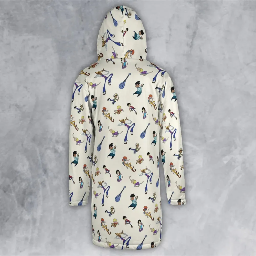 Class Of 3000 Characters Pattern Hooded Cloak Coat - 3