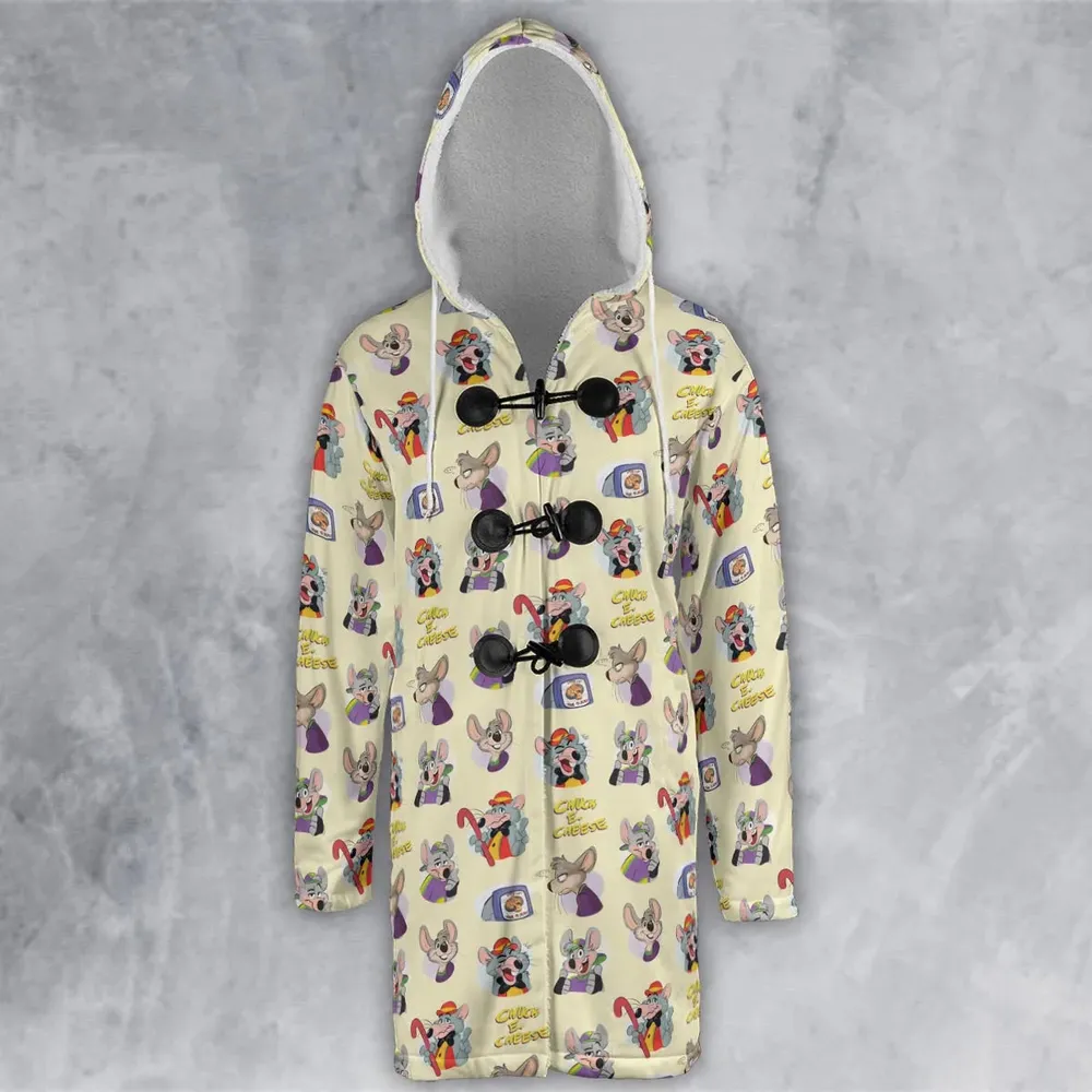 Chuck E. Cheese Pattern Hooded Cloak Coat - 2