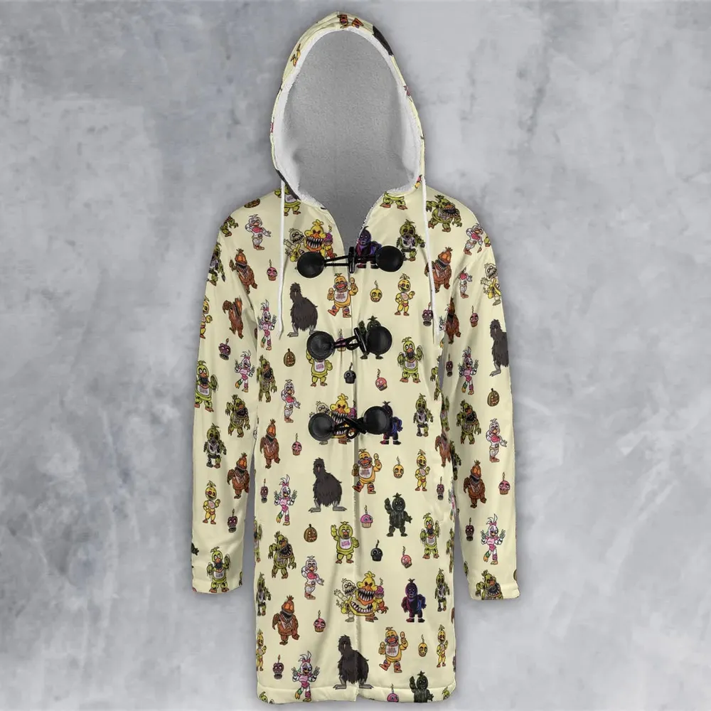 Chica Chicken Five Nights at Freddy's Pattern Hooded Cloak Coat - 2