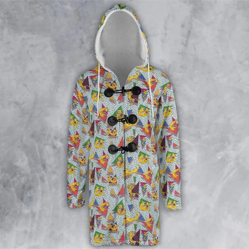 Catdog 90s Cartoon Pattern Hooded Cloak Coat - 2