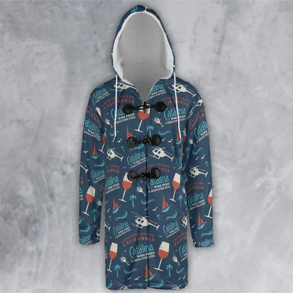 Catalina Wine Mixer Pattern Hooded Cloak Coat - 2