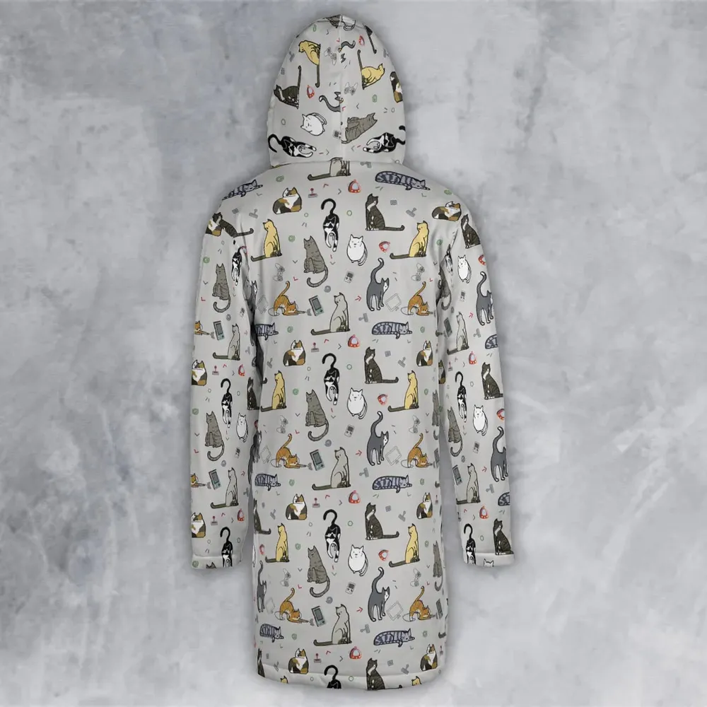Cat the Gamer Pattern Hooded Cloak Coat - 3