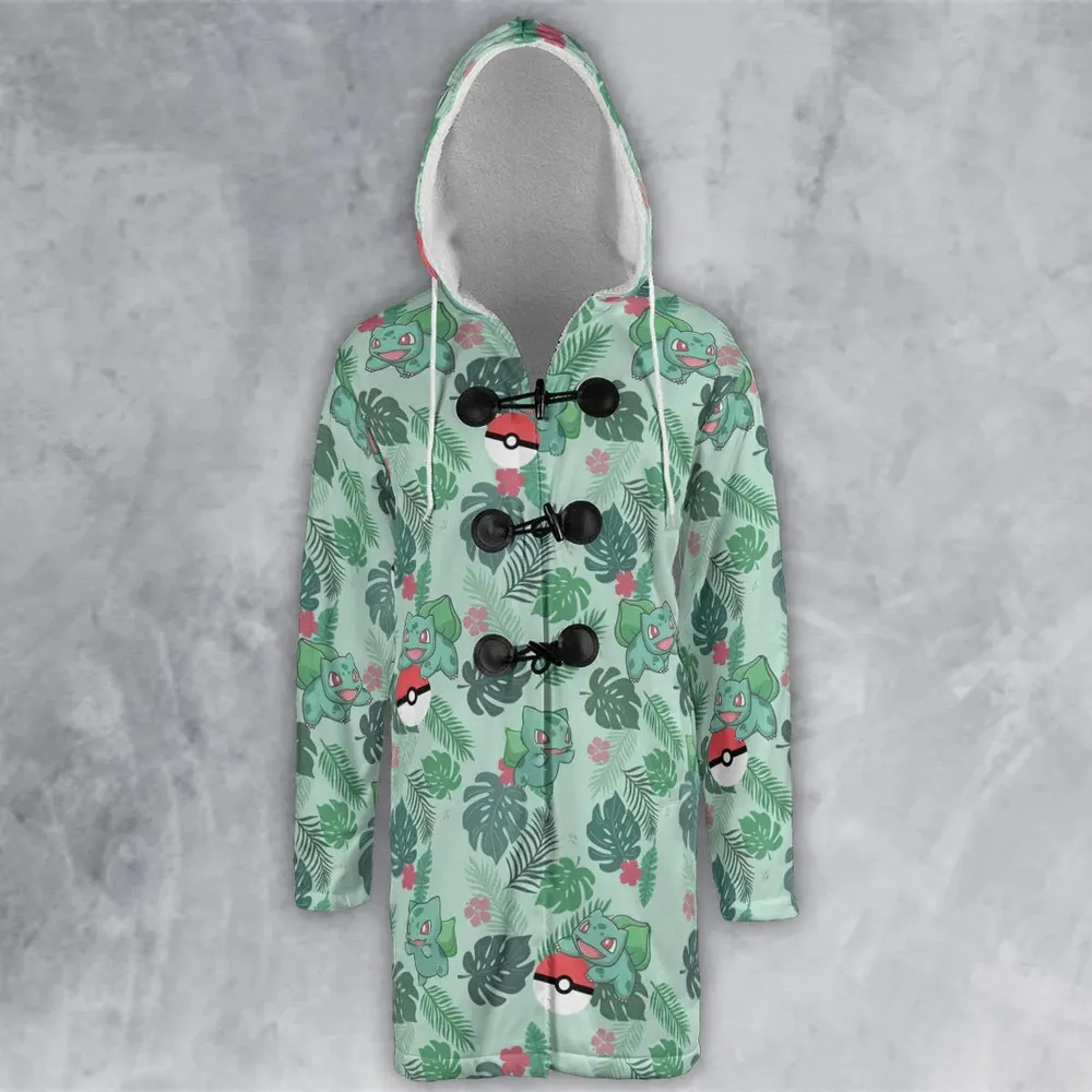 Bulbasaur Pokemon Pattern Hooded Cloak Coat - 2