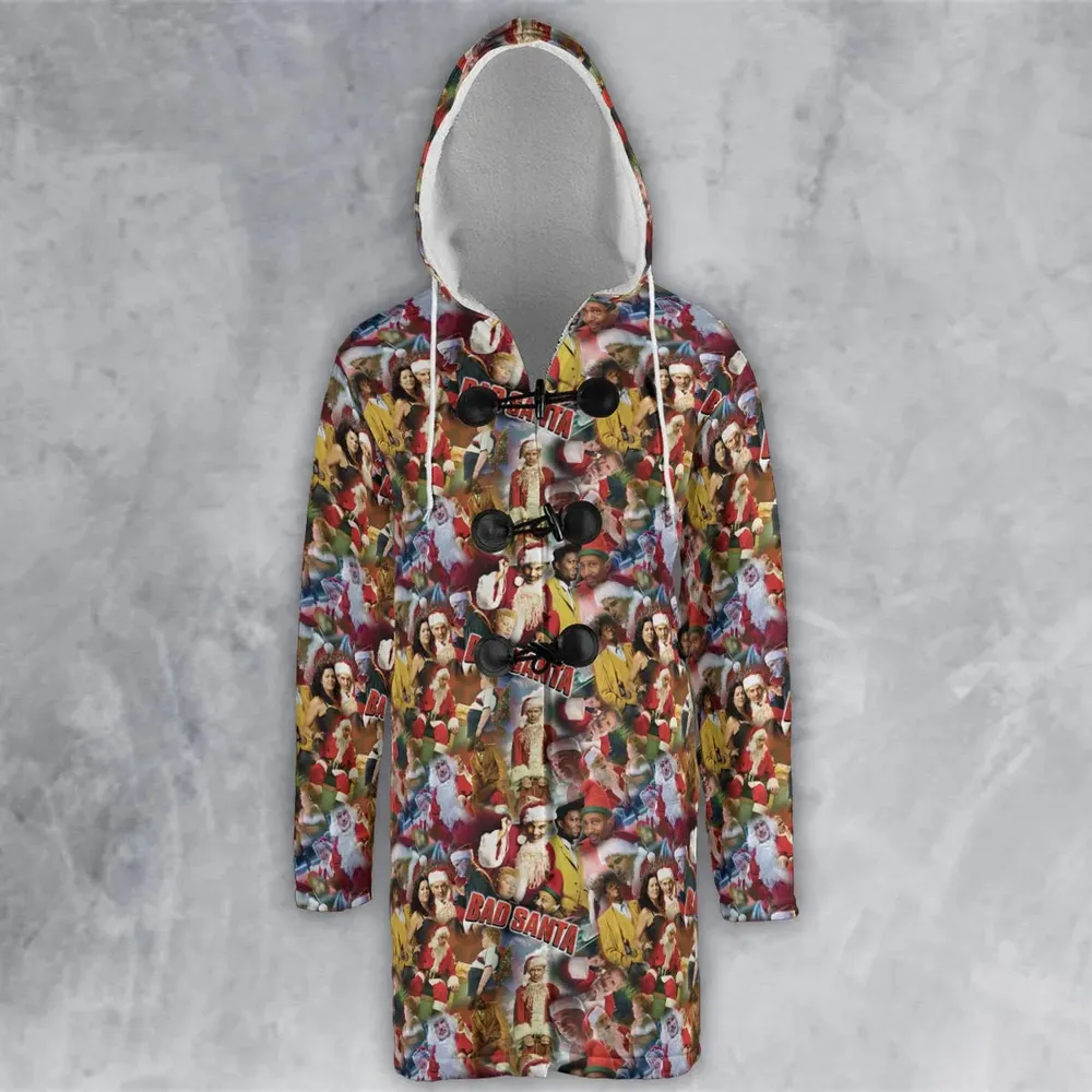 Bad Santa Pattern Hooded Cloak Coat - 2
