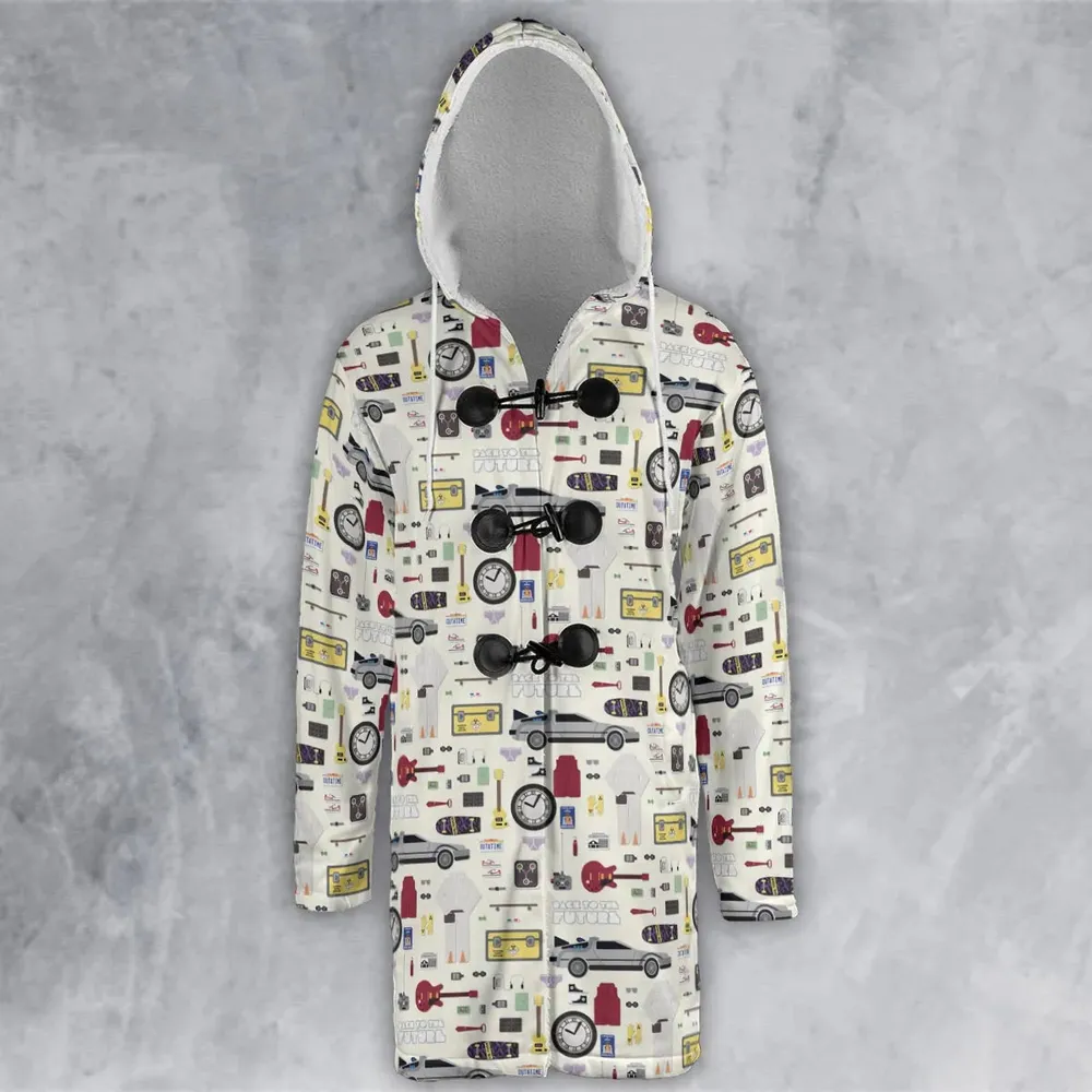 Back to the Future Pattern Hooded Cloak Coat - 2