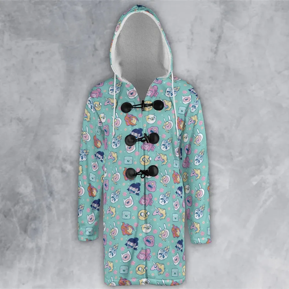 Adventure Time Floral Pattern Hooded Cloak Coat - 2
