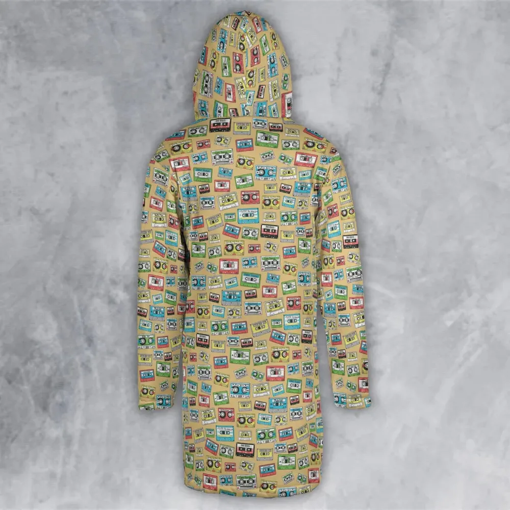80s Playlist Pattern Hooded Cloak Coat - 3