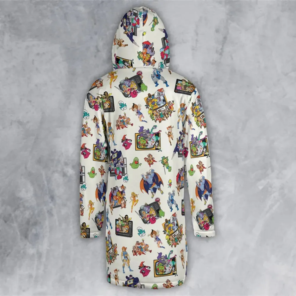 80s Famous Cartoon Characters Pattern Hooded Cloak Coat - 3