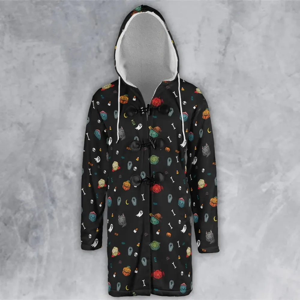 Halloween DND Dices Pattern Hooded Cloak Coat - 2