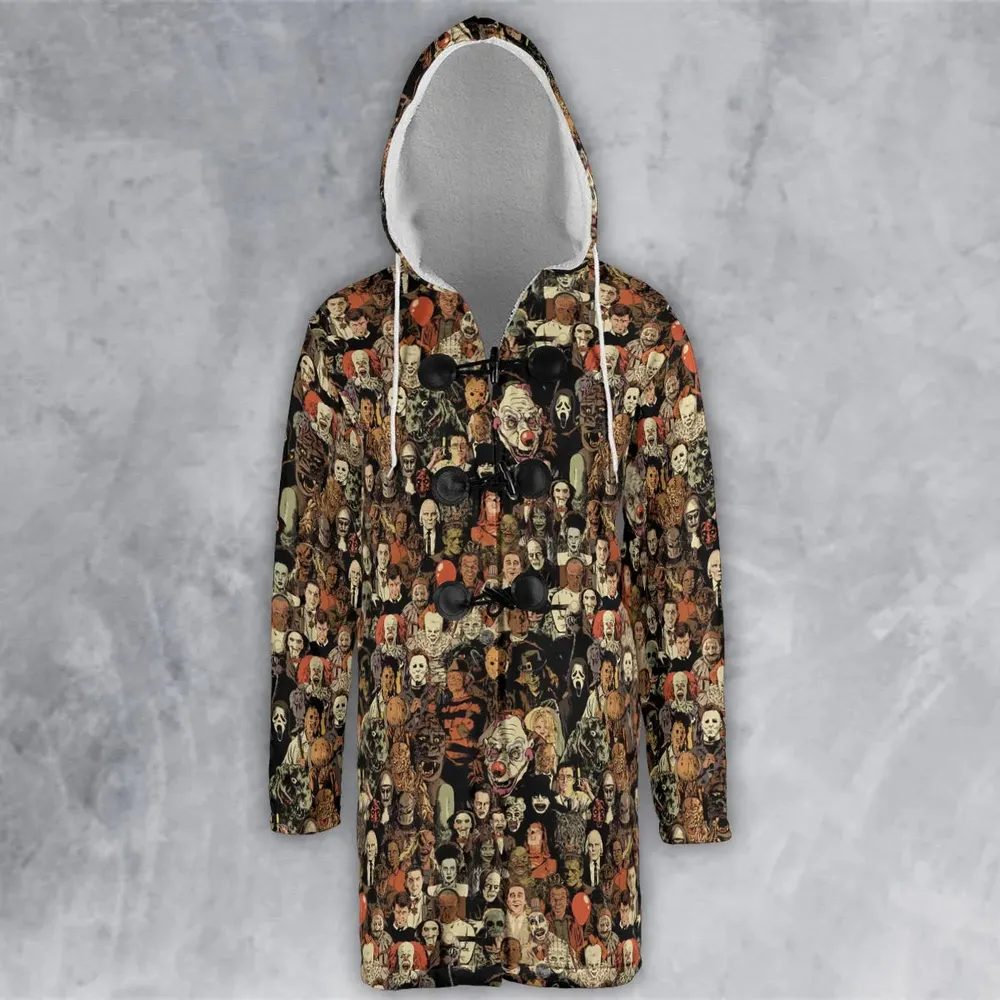 Horror Movie Characters Halloween Pattern Hooded Cloak Coat - 2