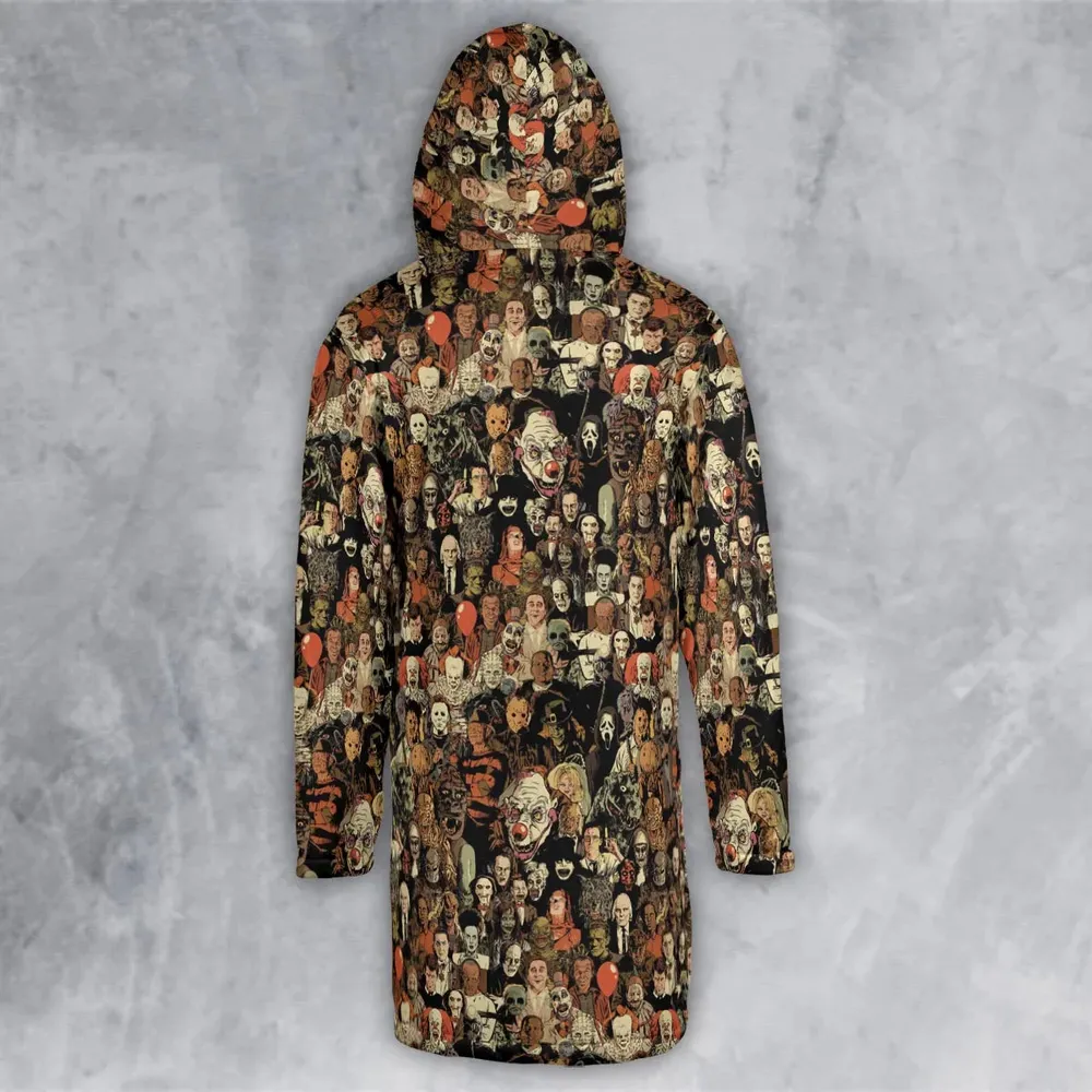 Horror Movie Characters Halloween Pattern Hooded Cloak Coat - 3