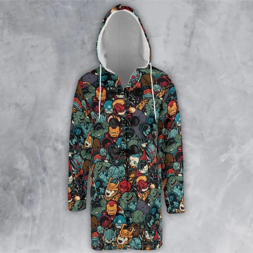 Marvelous Chibi Characters Pattern Hooded Cloak Coat - 2