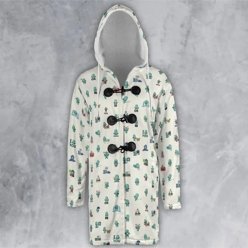 Kawai Cthulhu Pattern Hooded Cloak Coat - 2