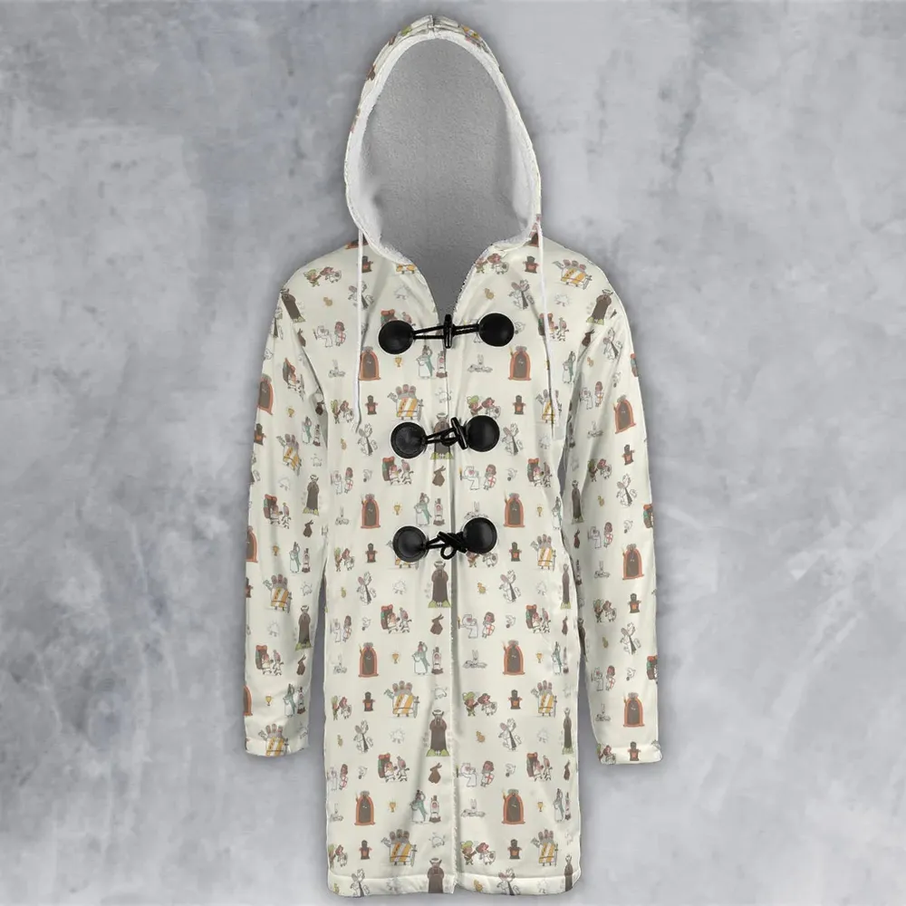 The Holy Grail Pattern Monty Python Button Down Hooded Cloak Coat - 2