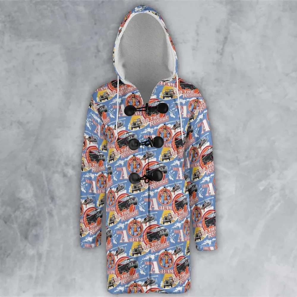 To The Rescue The A Team Pattern Hooded Cloak Coat - 2