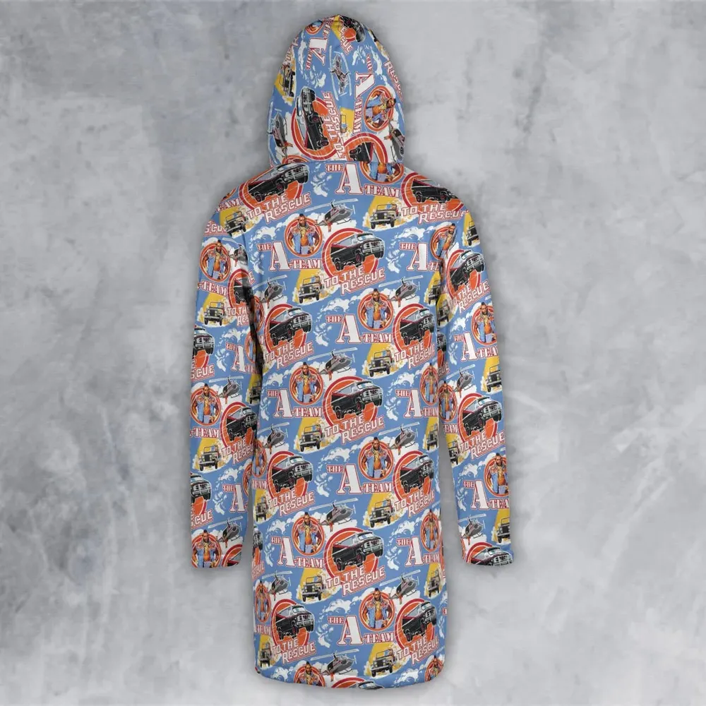 To The Rescue The A Team Pattern Hooded Cloak Coat - 3