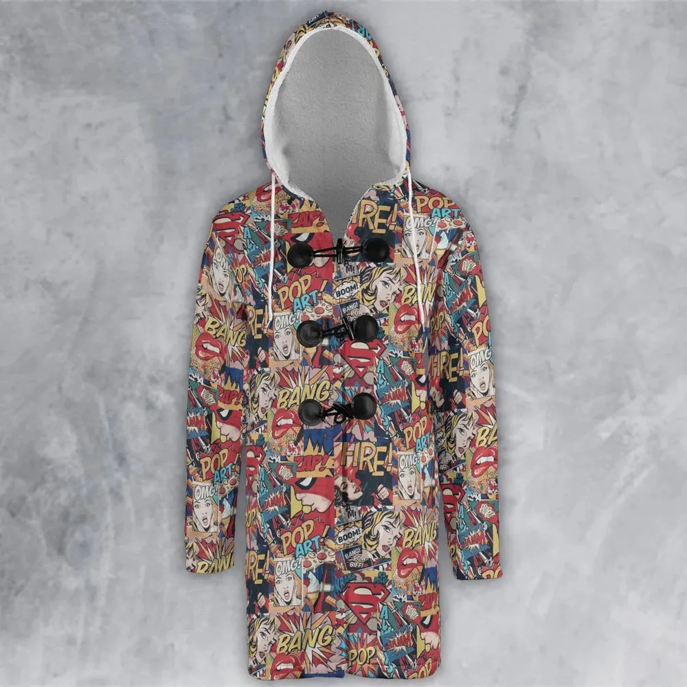 Pop Art Hooded Cloak Coat - 2