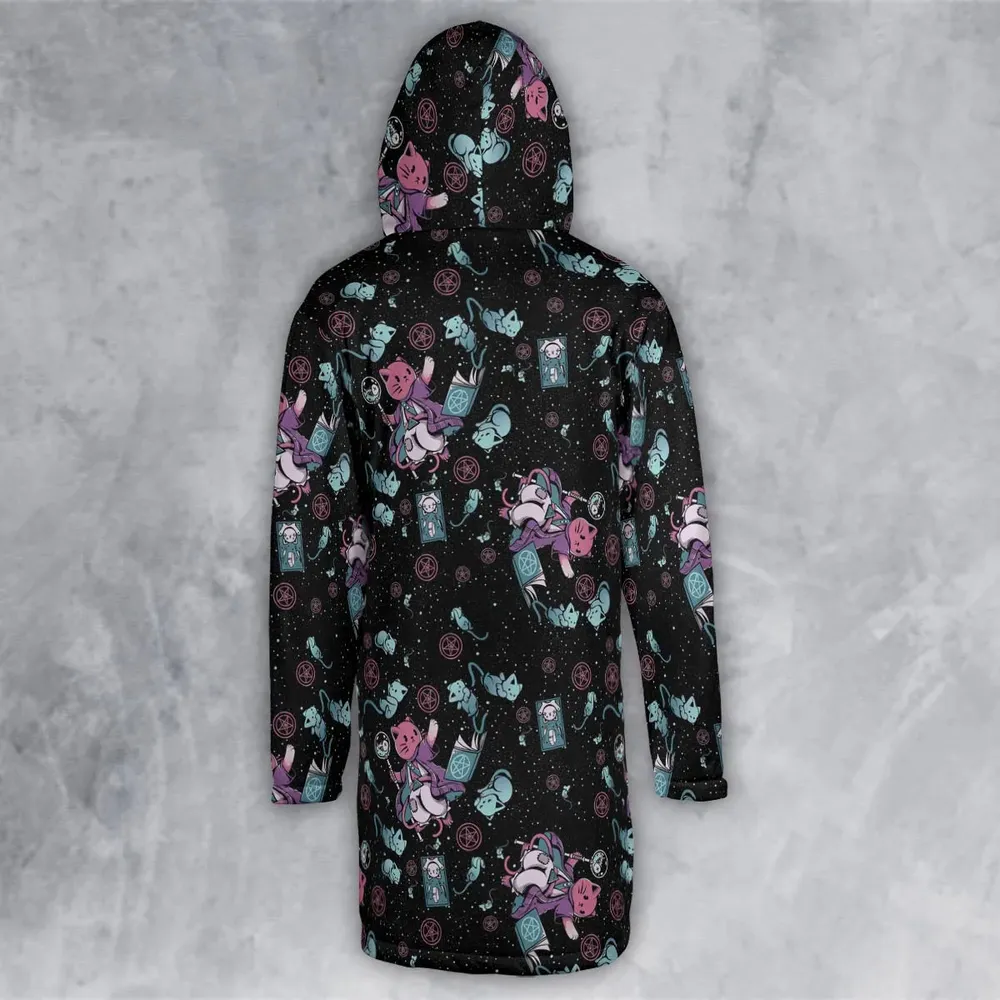 Necromancer Cat Pattern Hooded Cloak Coat - 3