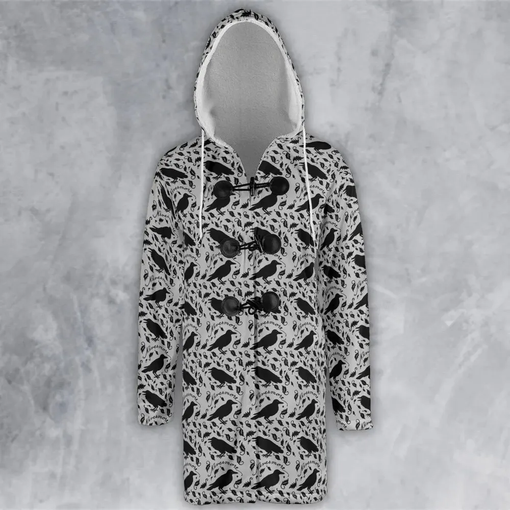 Nevermore The Raven Edgar Allan Poe Pattern Hooded Cloak Coat - 2