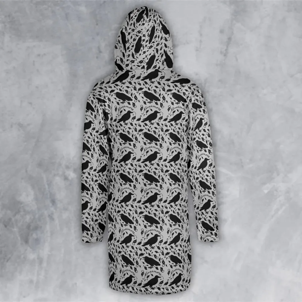 Nevermore The Raven Edgar Allan Poe Pattern Hooded Cloak Coat - 3