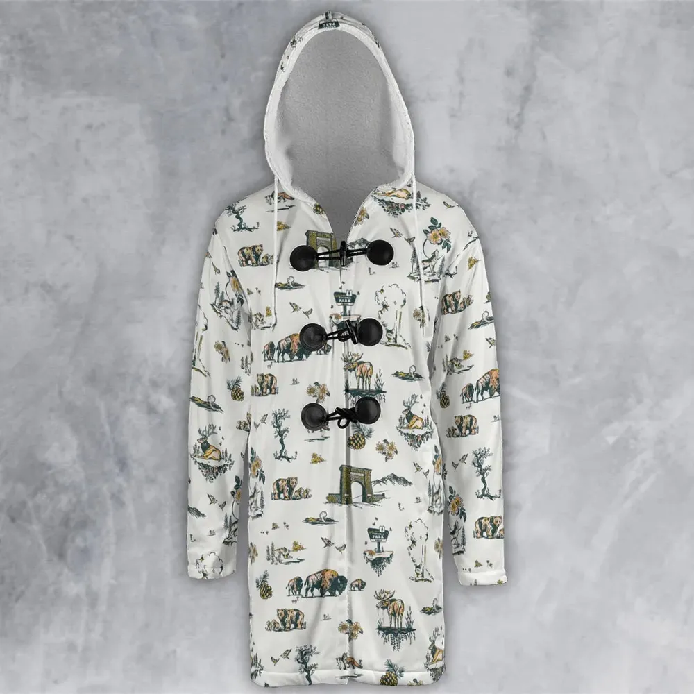 Yellowstone National Park Pattern Hooded Cloak Coat - 2