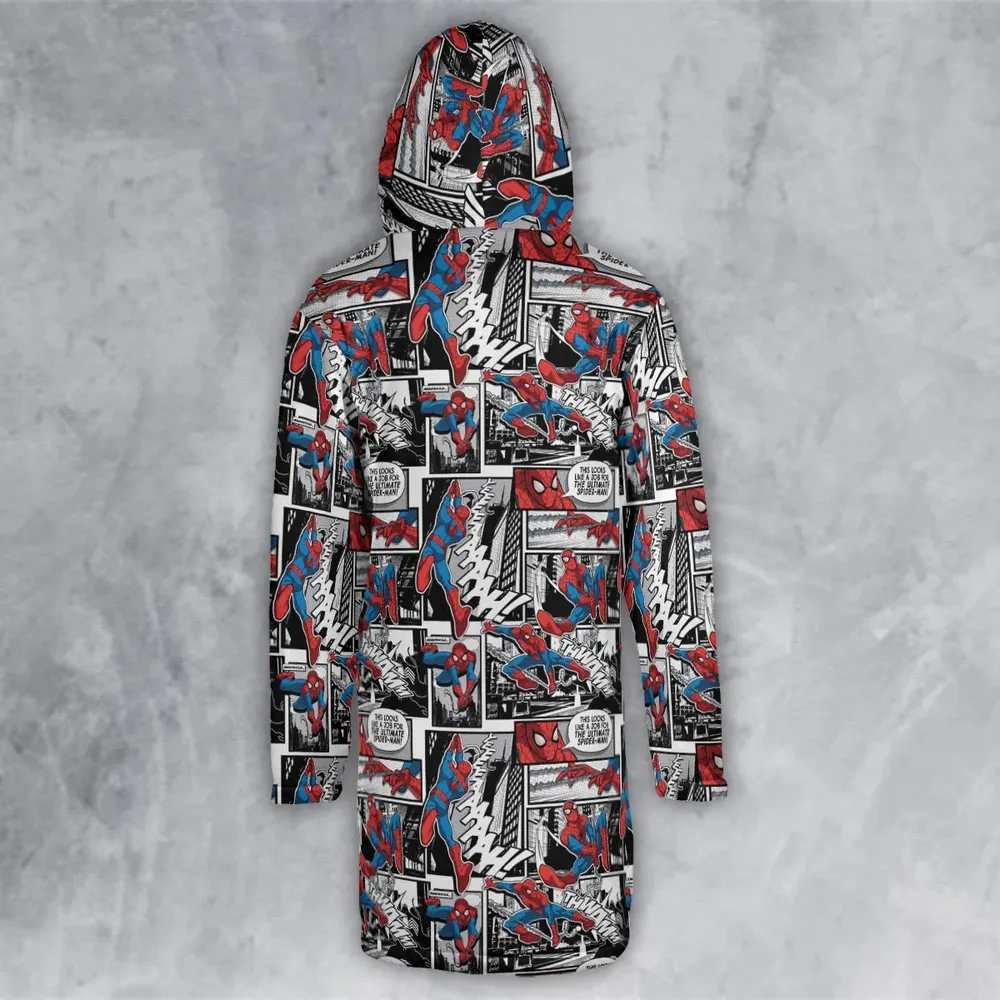 Spider Man Comic Pattern Hooded Cloak Coat - 3