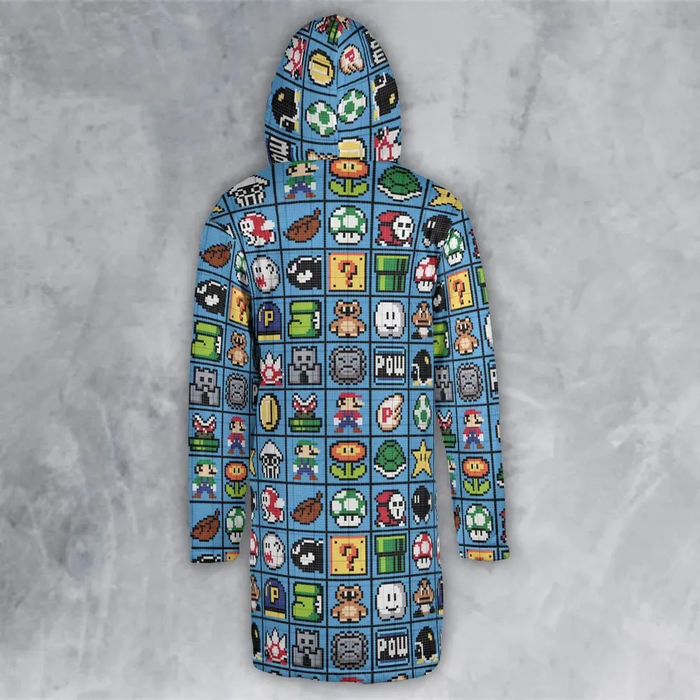 Mario Pixel Super Mario Pattern Hooded Cloak Coat - 3