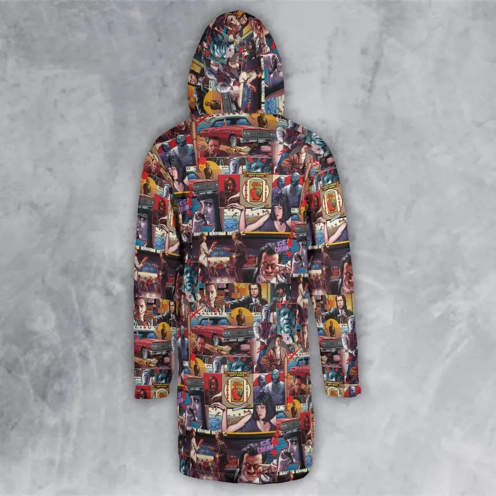 Retro Scenes Mia Wallace Vincent Vega Jules Winnfields Pulp Fiction Hooded Cloak Coat - 3