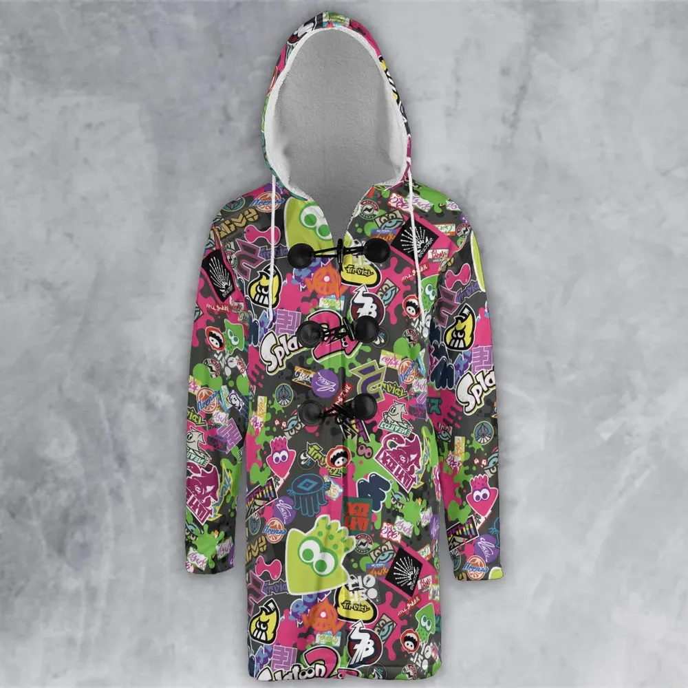 Splatoon Video Game Pattern Hooded Cloak Coat - 2