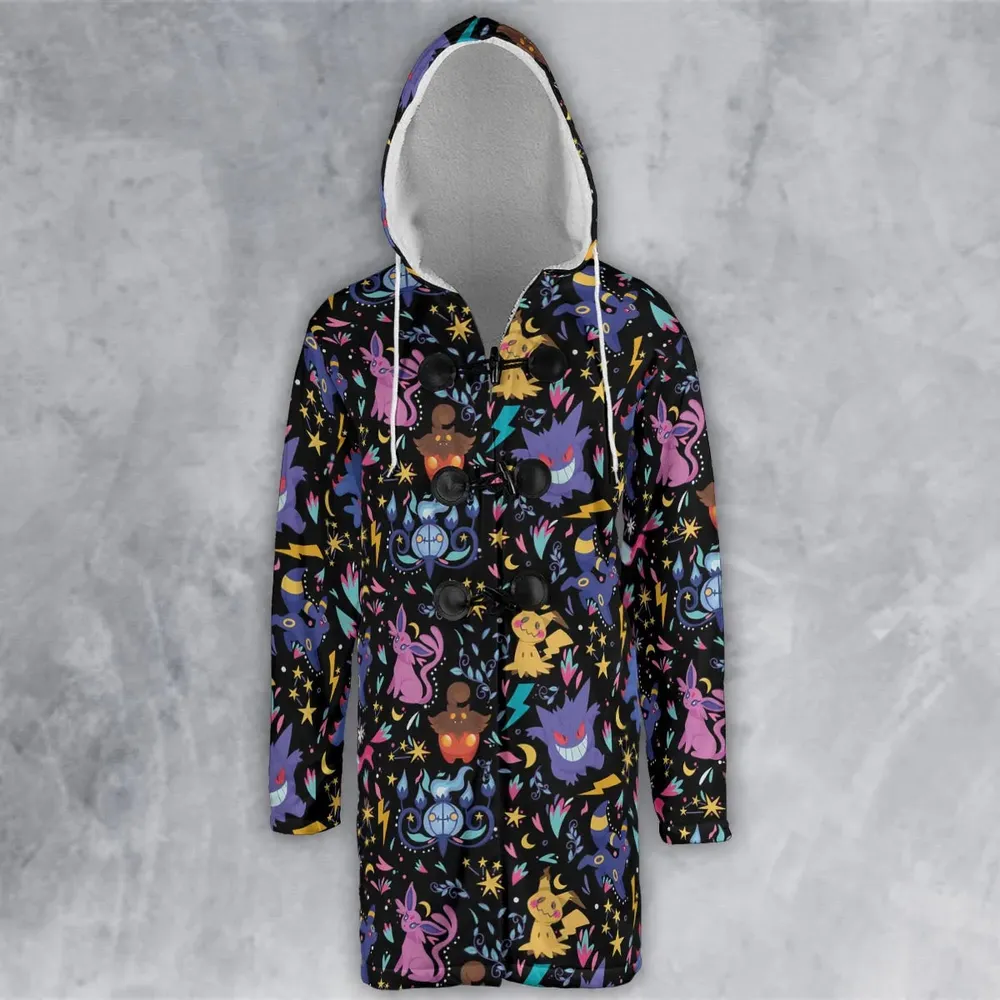 Ghost Buddies Cottagecore Pokemon Patterns Hooded Cloak Coat - 2