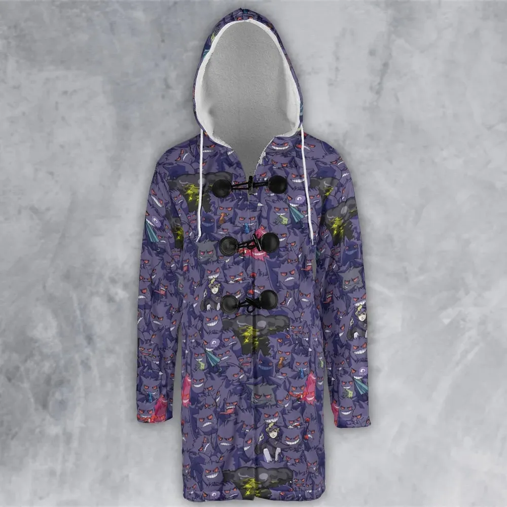 Gengars Pokemon Pattern Hooded Cloak Coat - 2