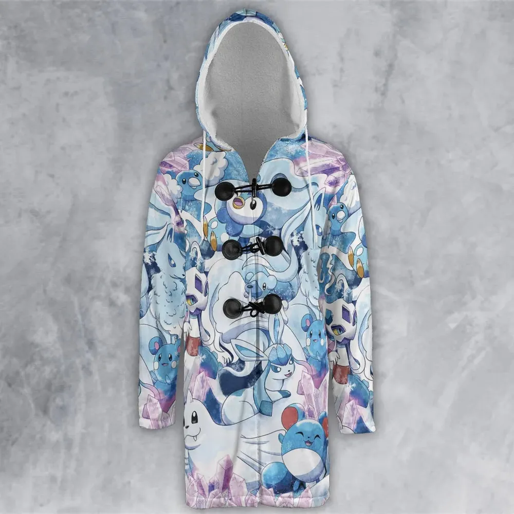 Winter Friends Pokemon Pattern Hooded Cloak Coat - 2