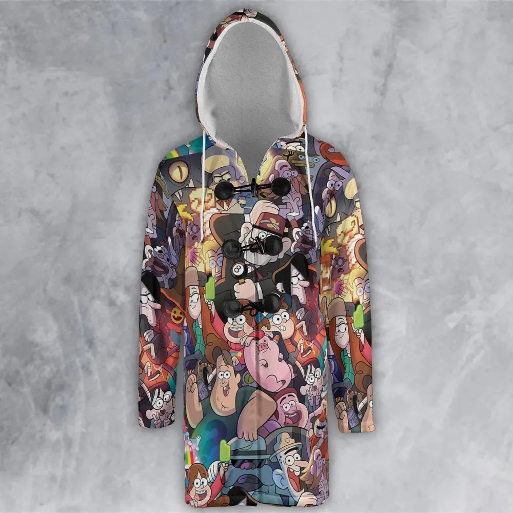 Gravity Falls Characters Pattern Hooded Cloak Coat - 2