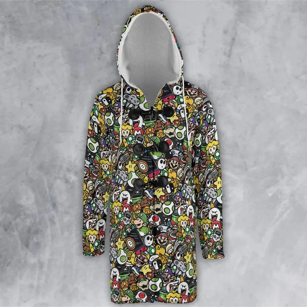 Super Mario Characters All In One Pattern Hooded Cloak Coat - 2