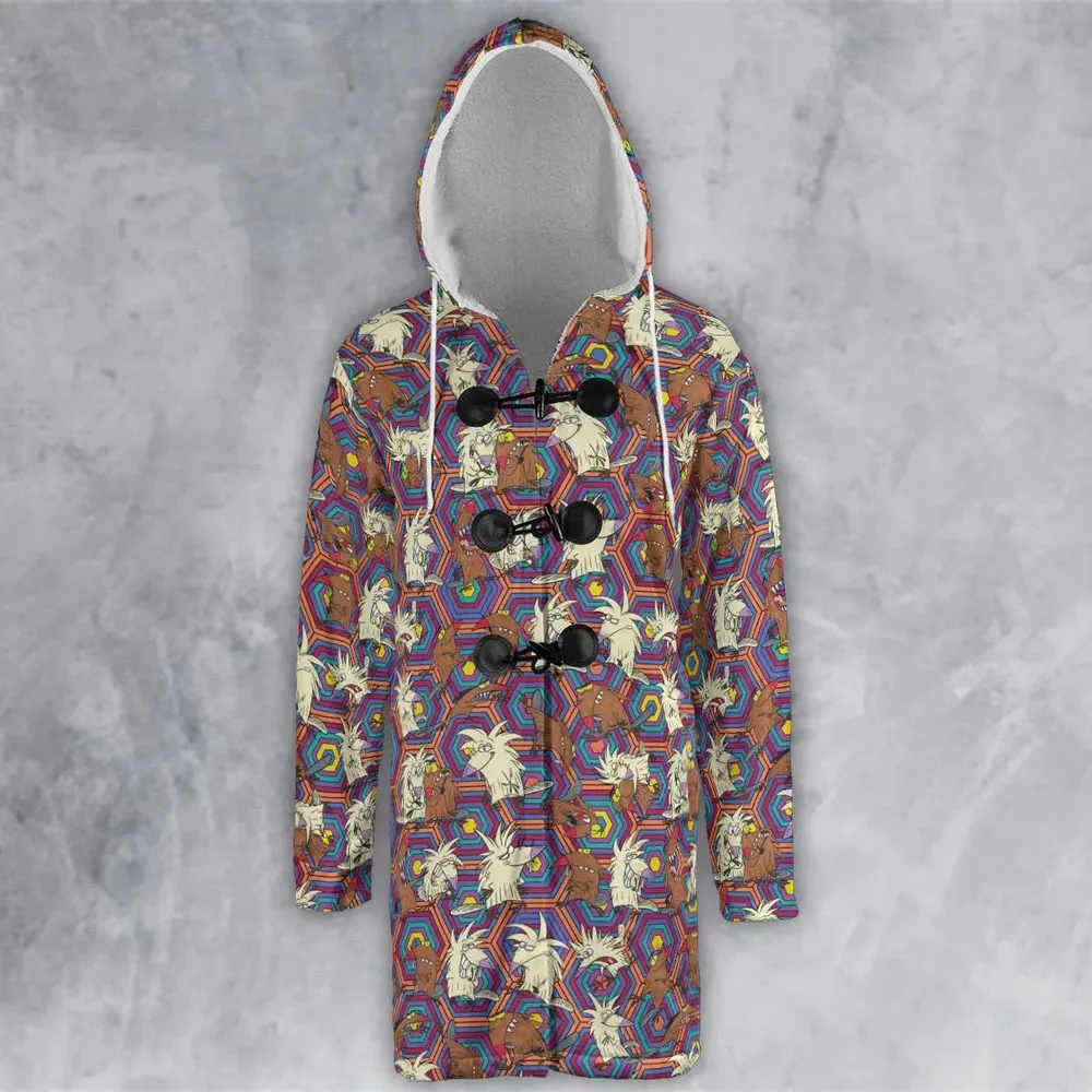 The Angry Beavers Pattern Hooded Cloak Coat - 2