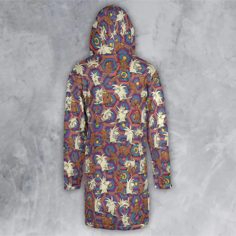 The Angry Beavers Pattern Hooded Cloak Coat - 3