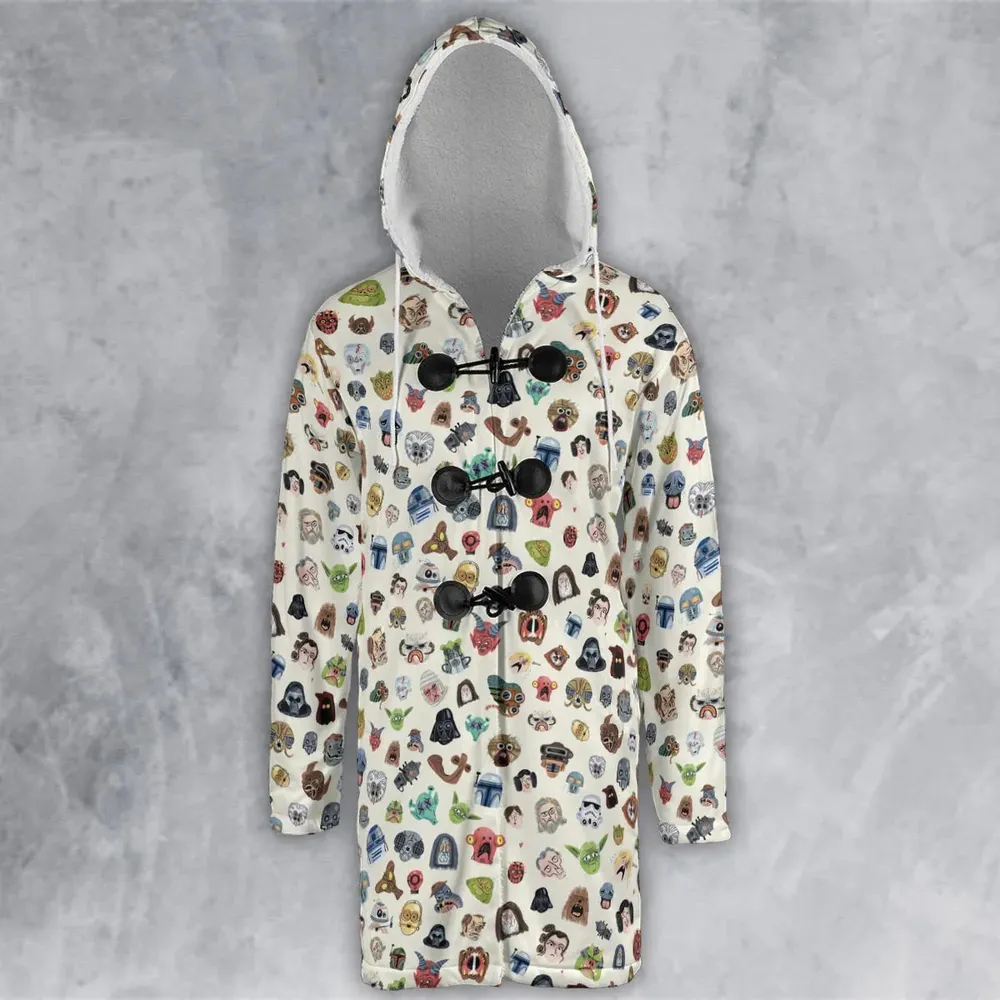 Star Wars Collage Pattern Hooded Cloak Coat - 2