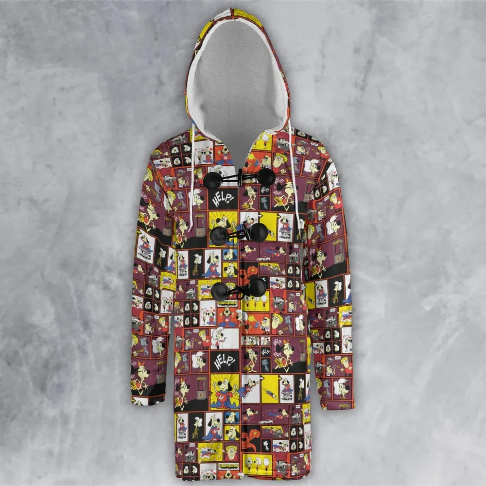 Underdog Cartoon Pattern Hooded Cloak Coat - 2