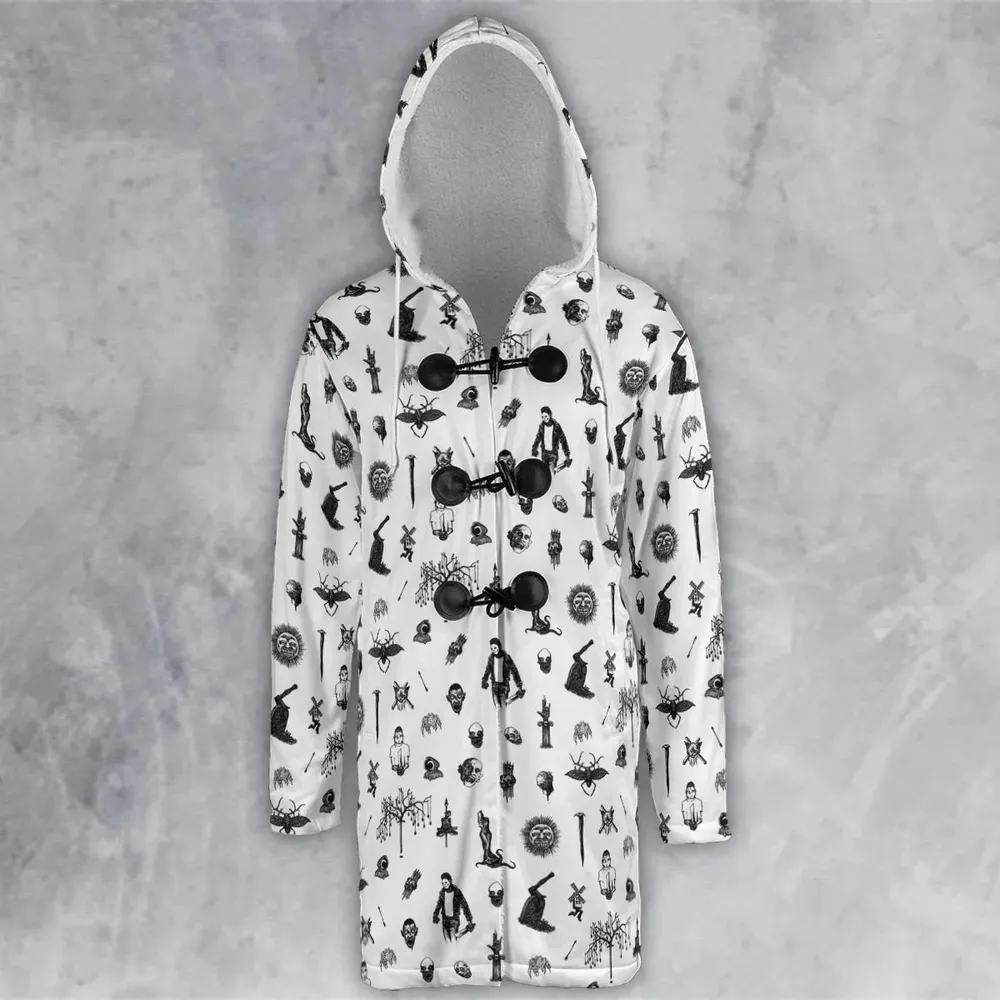 Nosferatu Pattern Hooded Cloak Coat - 2
