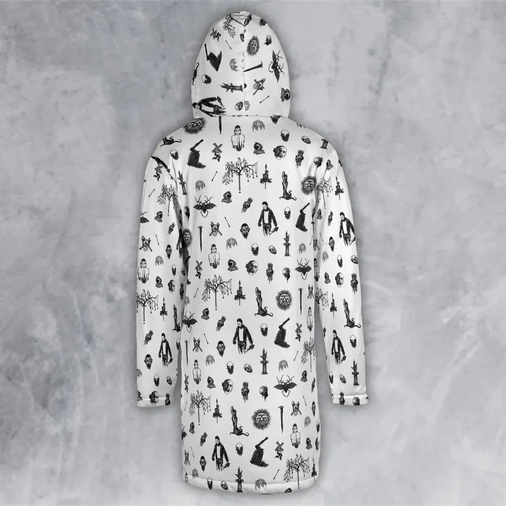 Nosferatu Pattern Hooded Cloak Coat - 3