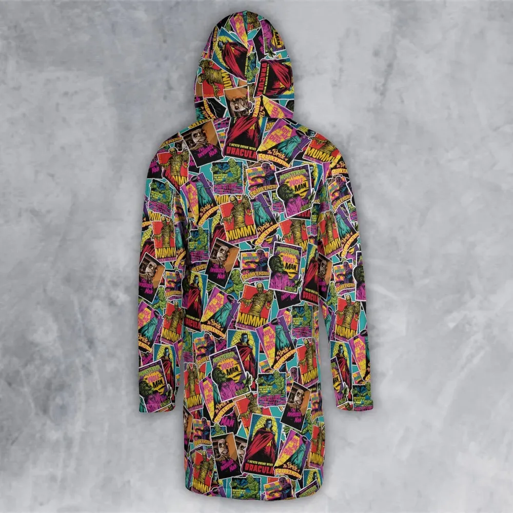 Multi Monster Pop Badges Hooded Cloak Coat - 3