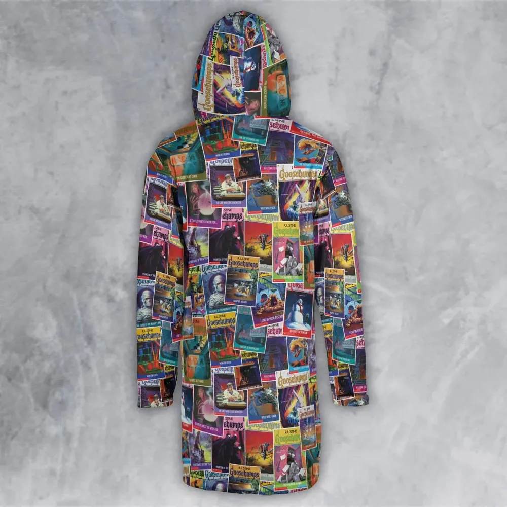 Goosebumps Monster Collage Pattern Hooded Cloak Coat - 3