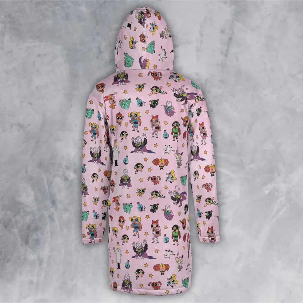 Power Puff Girls Characters Pattern Hooded Cloak Coat - 3